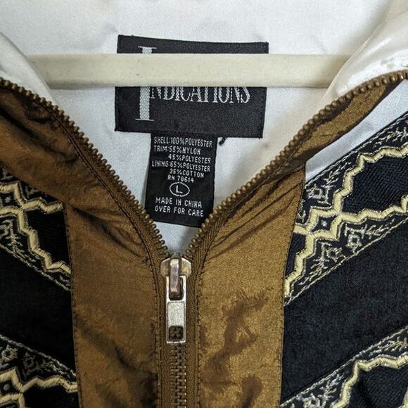 Vintage 1980's Embroidered Windbreaker Bomber Style Gallery Sport Jacket Large - Picture 3 of 9